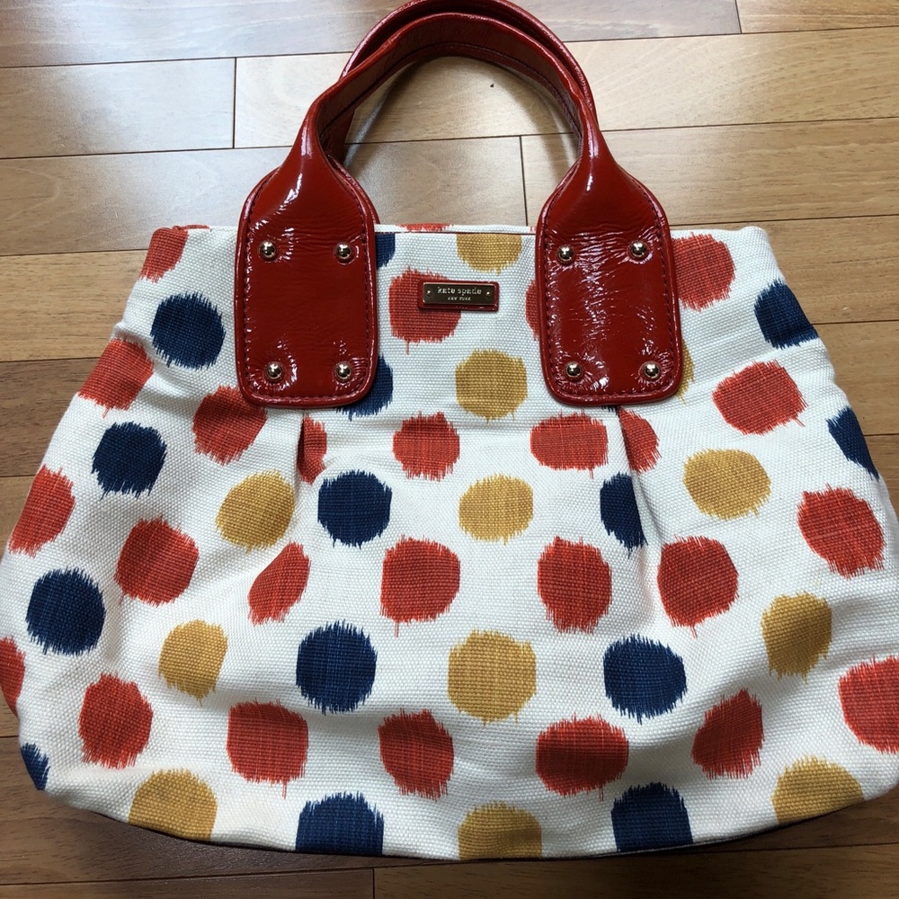Kate Spade mixed dot patent/canvas bag